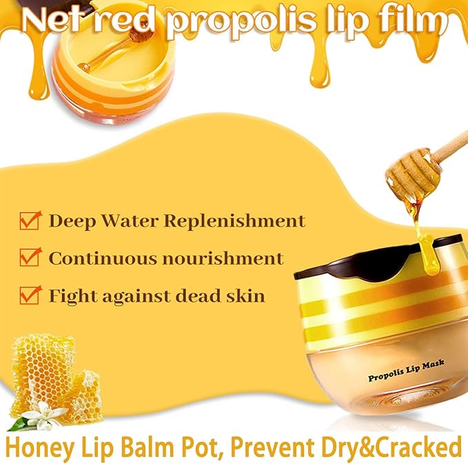 4 PCS Bee Lip Balm Lip Mask Honey Pot, Coconut Honey Mint Grape Moisturizing Sleeping Lip Mask Overnight with Sticks, Lip Balm Exfoliating Prevention Dry and Crack Lip Scrubs