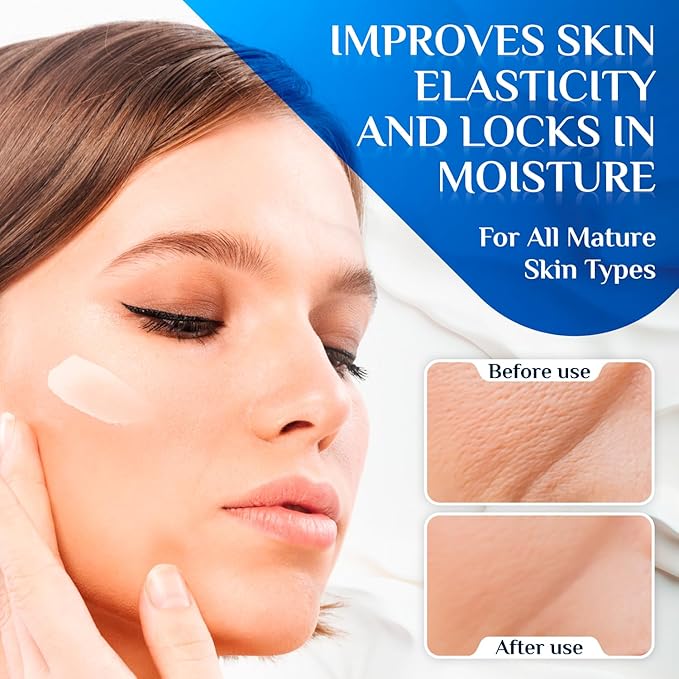 2-in-1 Collagen Booster, Retinol & Hyaluronic Acid Cream & Serum, Anti-Aging, Lifting Skin-Tightening Moisturizer for Men & Women, Neck and Décolleté, Made in USA Daily Moisturizer Face Cream, 2.0 oz