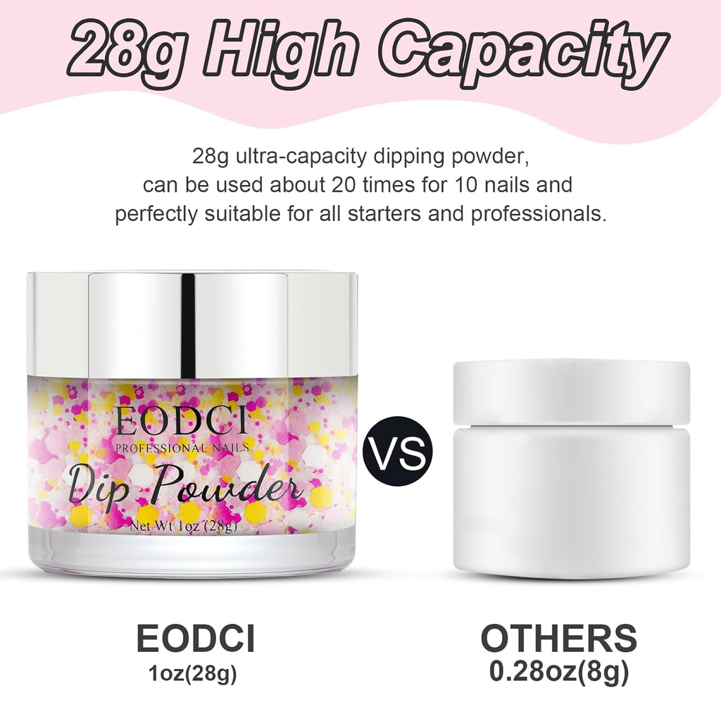 Glitter Dipping Powder, Sprinkle On Glitter Collection - Hot Pink Dip powder - No Needed UV Lamp - Long Lasting 14 Days Dip Colors - Nail Color for Professionals & At-Home DIY 1oz