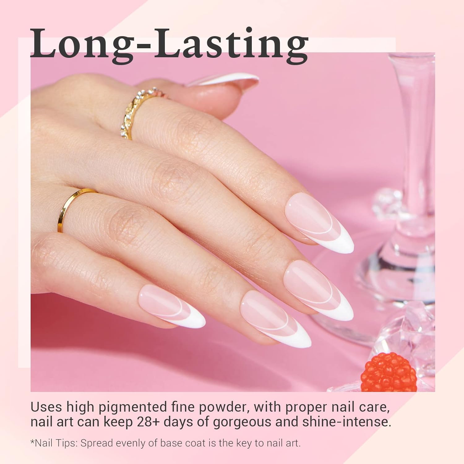 AZUREBEAUTY Dip Powder Nail Starter Kit Berry Red Milky White Silver Glitter, 4 Colors Dipping Powder Set, French Nail Art Base Top Coat Activator Essential Liquid Manicure No Lamp Needed Salon