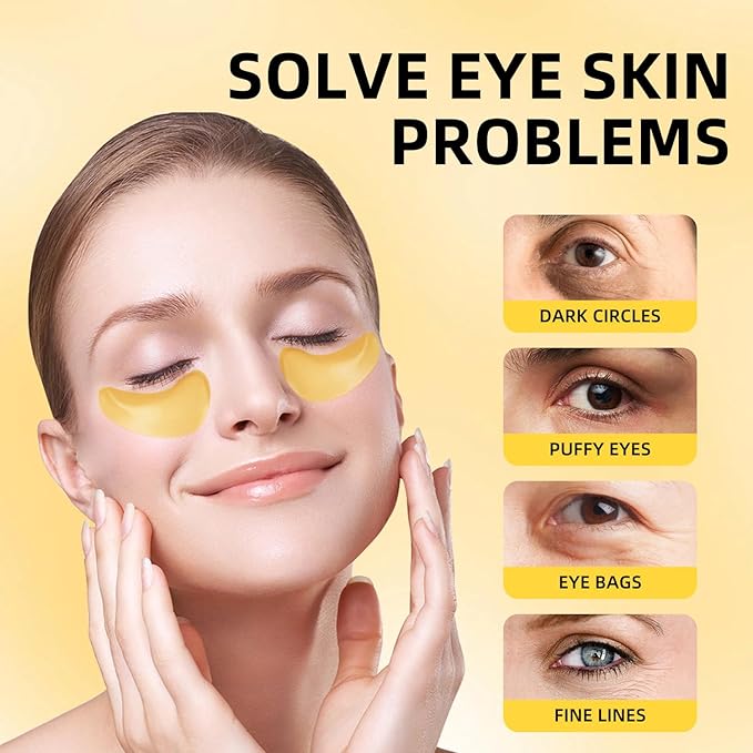 Under Eye Patch for Dark Circles and Puffy Eyes,Under Eye Masks Reduce Smooth Wrinkles and Under-eye Egg,Moisturizing Under Eye Pads For Women,24K Gold Eye Mask Patch-60 Pcs