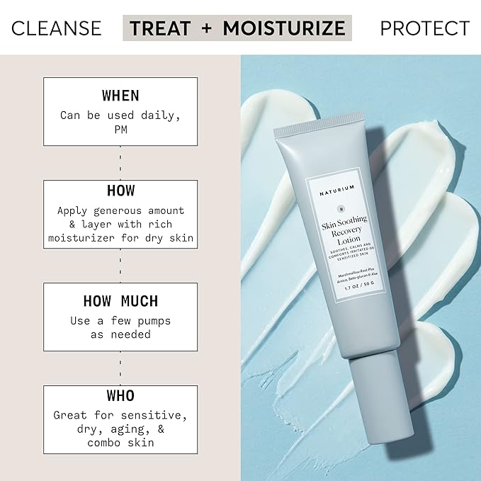 Naturium Skin Soothing Recovery Lotion, Marshmallow Root Plus Arnica, Beta-glucan & Aloe, Lightweight Moisturizer, 1.7 oz