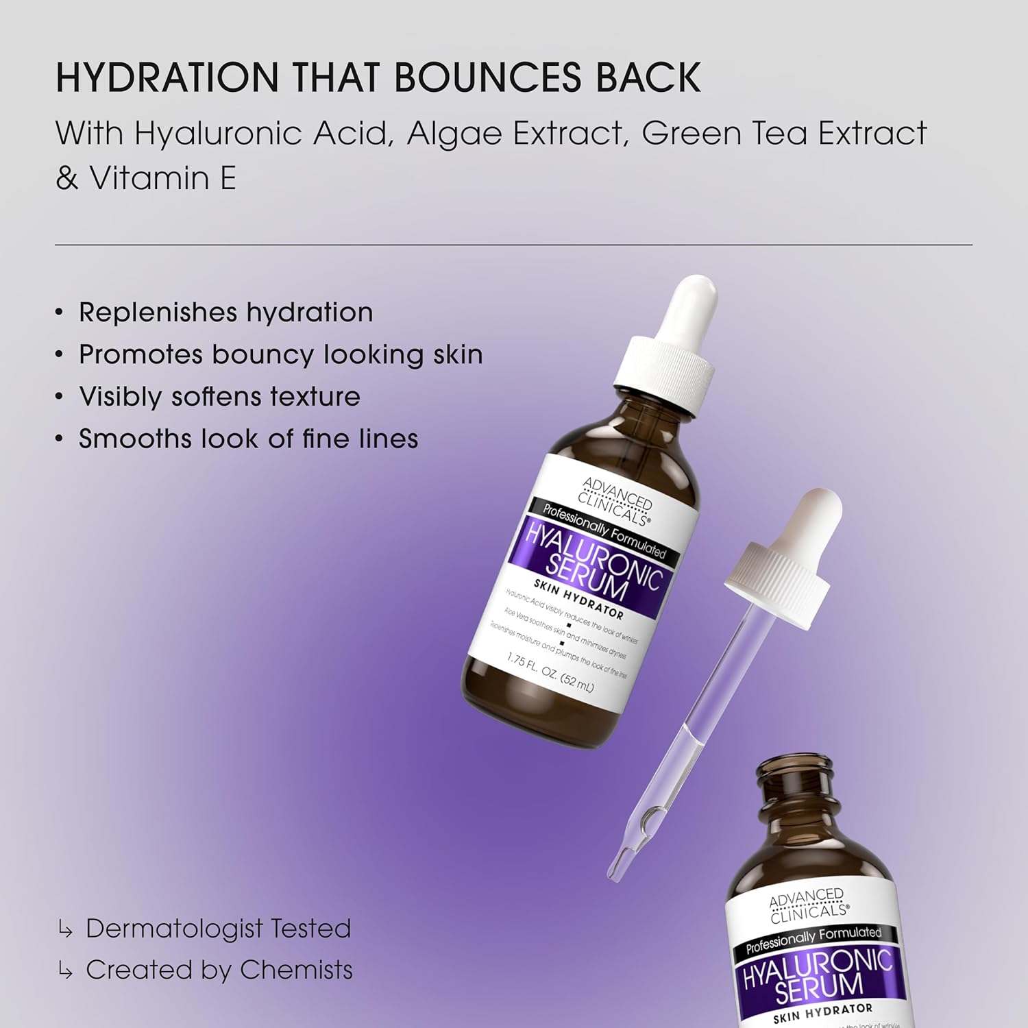 Advanced Clinicals Hyaluronic Acid Moisturizer Body Cream + Hyaluronic Acid Serum 2PC Skin Care Set | Face Serum & Body Lotion Help Diminish Appearance Of Wrinkles, Fine Lines, & Dry Skin, 2PC Bundle