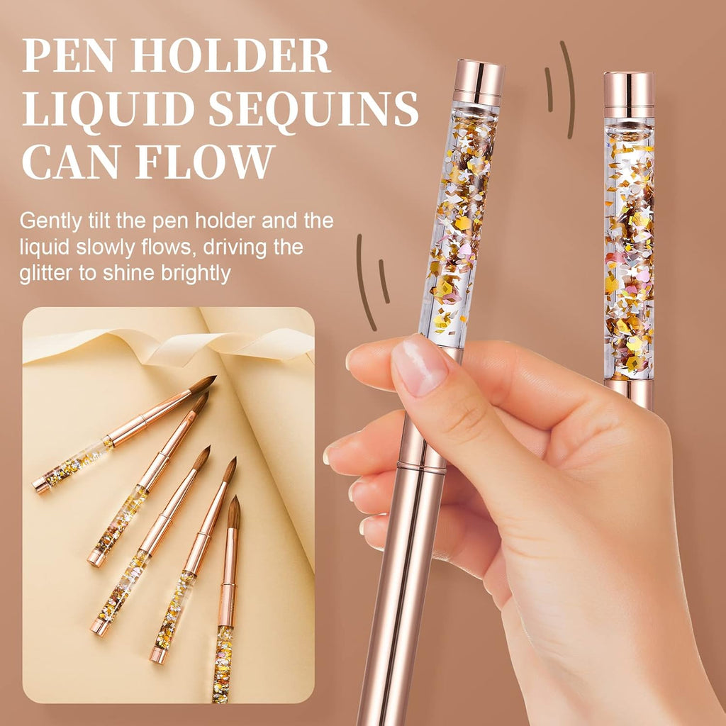 Acrylic Nail Brush Size 14,KEMEISI 100% Pure Kolinsky Nail Art Brushes Sturdy Handle Oval Shaped Acrylic Powder Nail Design Tools for Professional Manicure DIY Home Salon (Gold)