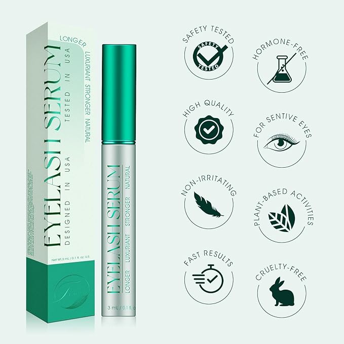 Eyelash Serum:Boost lash length, thickness, and strength with TUDPA's advanced, natural eyelash growth serum. 0.1 Fl. Oz (3 mL)(Green)