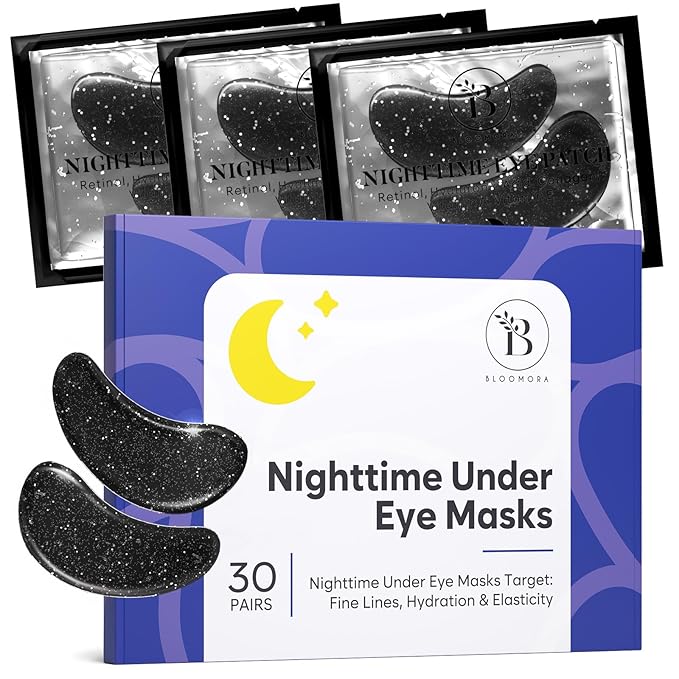 Nighttime Under Eye Patches for Puffy Eyes and Dark Circles, Gel Eye Masks with Collagen, Retinol & Vitamin E, Deeply Moisturizing, Bridesmaid Gifts, Gifts for Teens, Anti Wrinkle Patches(30 Pairs)