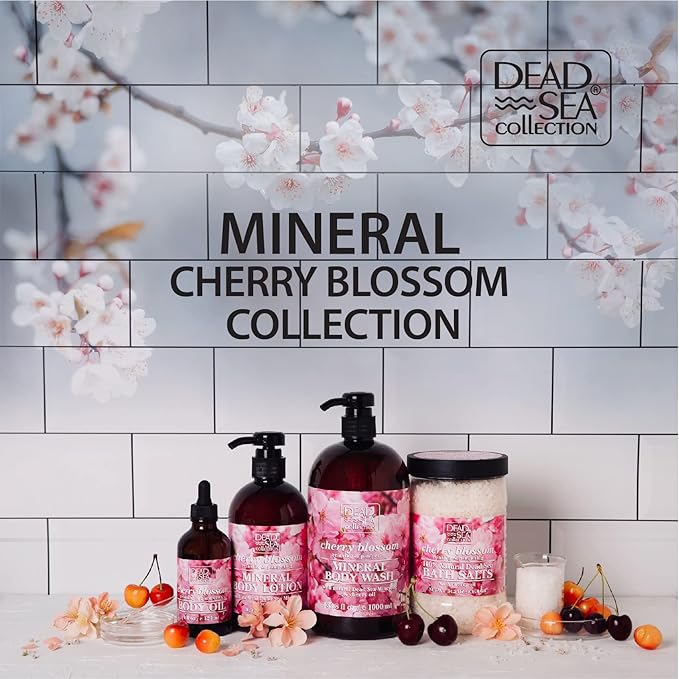 Dead Sea Collection Bath Salts Enriched 2pc - Cherry Blossom - Coconut -Natural Salt for Bath -2 x Large 34.2 OZ. - Nourishing Essential Body Care for Soothing and Relaxing Your Skin and Muscle