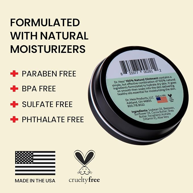 100% Natural Sensitive Skin Ointment, All-Purpose Ointment with Soybean Oil, Cocoa Butter, Shea Butter & Aloe Vera, Moisturizer Cream for Face & Body, Cracked Heels, 1.4 oz 4 Pack