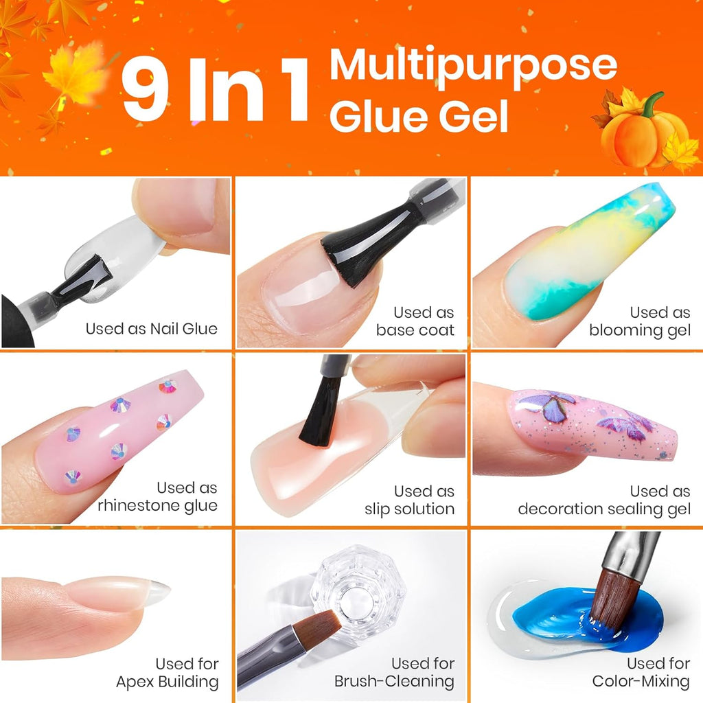 Beetles Gel Nail Extension Kit Almond Shape, Easy 9 in 1 Glue Uv Led Set Etch X Nail Tips Short Almond Half Matte Tips, Gift for Women & Girls, 504 pcs