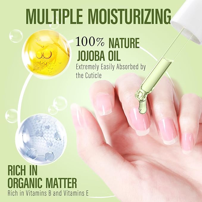 CHUCHU Cuticle Oil for Nails: Jojoba Nail Cuticle Oil for Repair and Strengthening Nails - Vitamin B & E Moisturizes Cuticle and Nail's Skin - Prevents Hangnails and Chapped 15ML Aloe