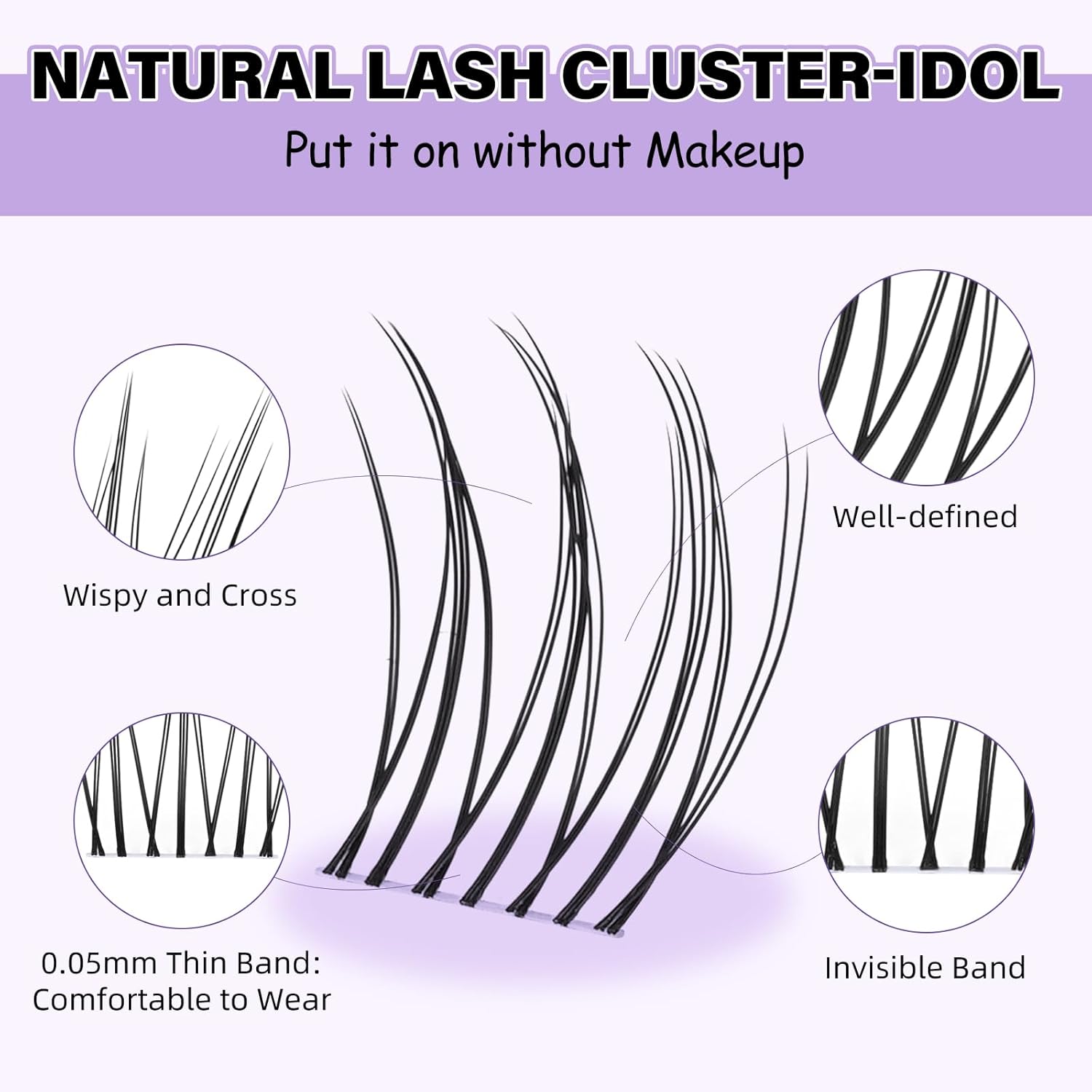 B&Qaugen Lash Clusters Kit Idol Lash Extension Kit No Lash Map Natural Lash Clusters with Invisible Band 11-13 mm Eyelash Extension Kit C Curl Lash Kit with Lash Bond and Seal(idol)