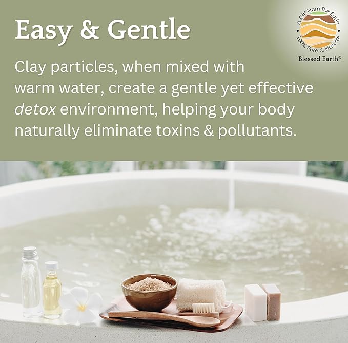 Blessed Earth® Detox Clay Bath, 100% Pure Sodium Bentonite Therapeutic Grade - Removes Toxins, Impurities and Contaminants, by Evenbetternow LLC, 4 lbs (64 oz)