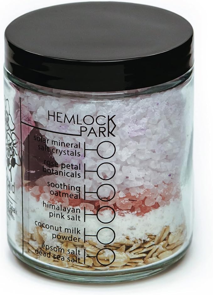 Hemlock Park Sea Salt Orchid Coconut Milk Bath Soak | Organic Coconut Milk, Botanicals, Dead Sea, Epsom, and Himalayan Pink Mineral Salts | 9.5 oz Jar