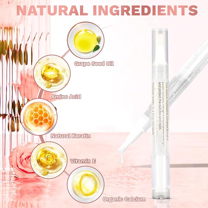 Meschett 2PCS Cuticle Oil Pens for Nail Care,Cuticle Revitalizer Oil Pen with Soft Brush,Cuticle Oil to Prevent Nail Cracking and Dry (Aloe & Jasmine Flavor)