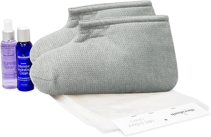 Therabath Foot ComforKit for Paraffin Wax Bath, Arthritis and Skin Therapy, Includes 2 Insulated Boots, 100 Liners, 4 oz. Pre-Treatment Spray, Intensive Hydrating Cream, for Home or Spa, Made in USA