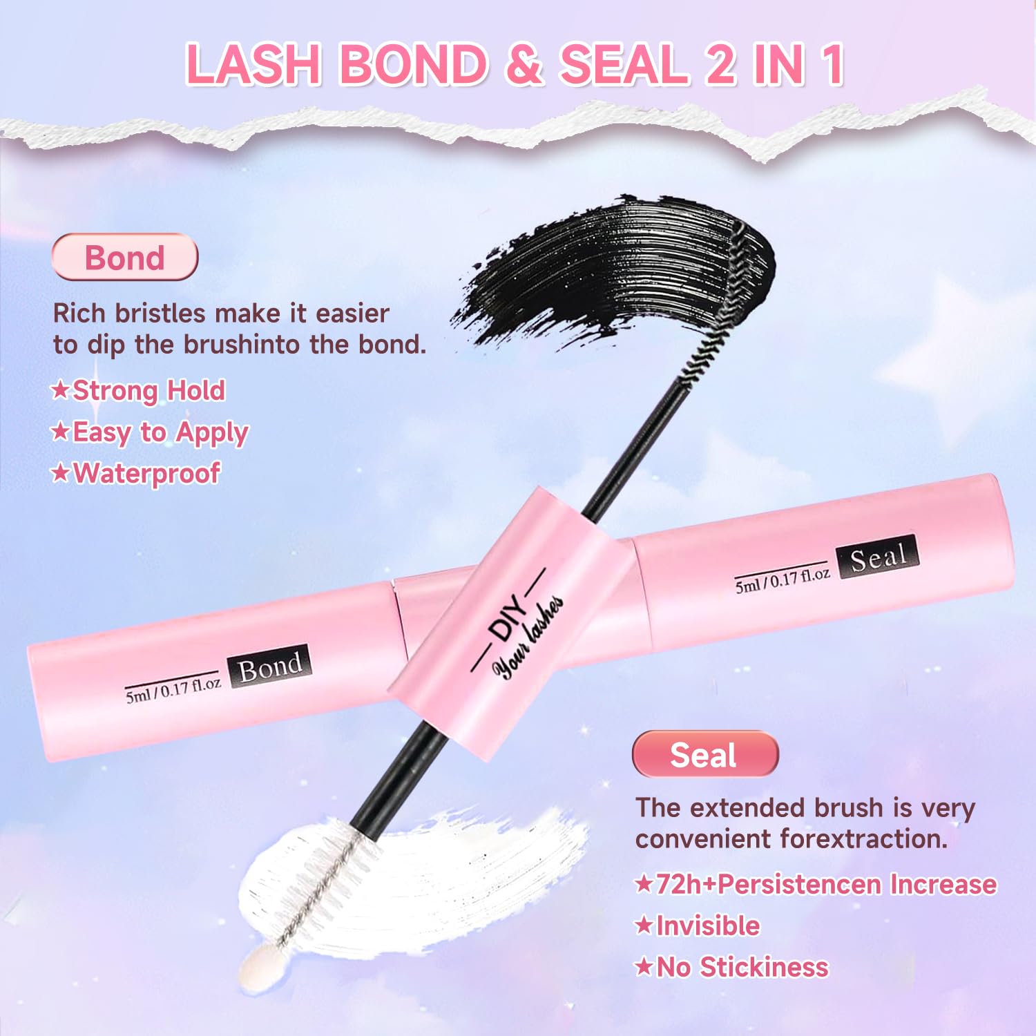 DIY Lash Clusters Kit 240pcs Natural Eyelash Extension Kit, 8-16mm 60D 80D Individual Lashes Kit with Lash Bond and Seal, Lash Extension Kit for Self Use (60D&80D, 0.07D, 8-16mm, Kit)