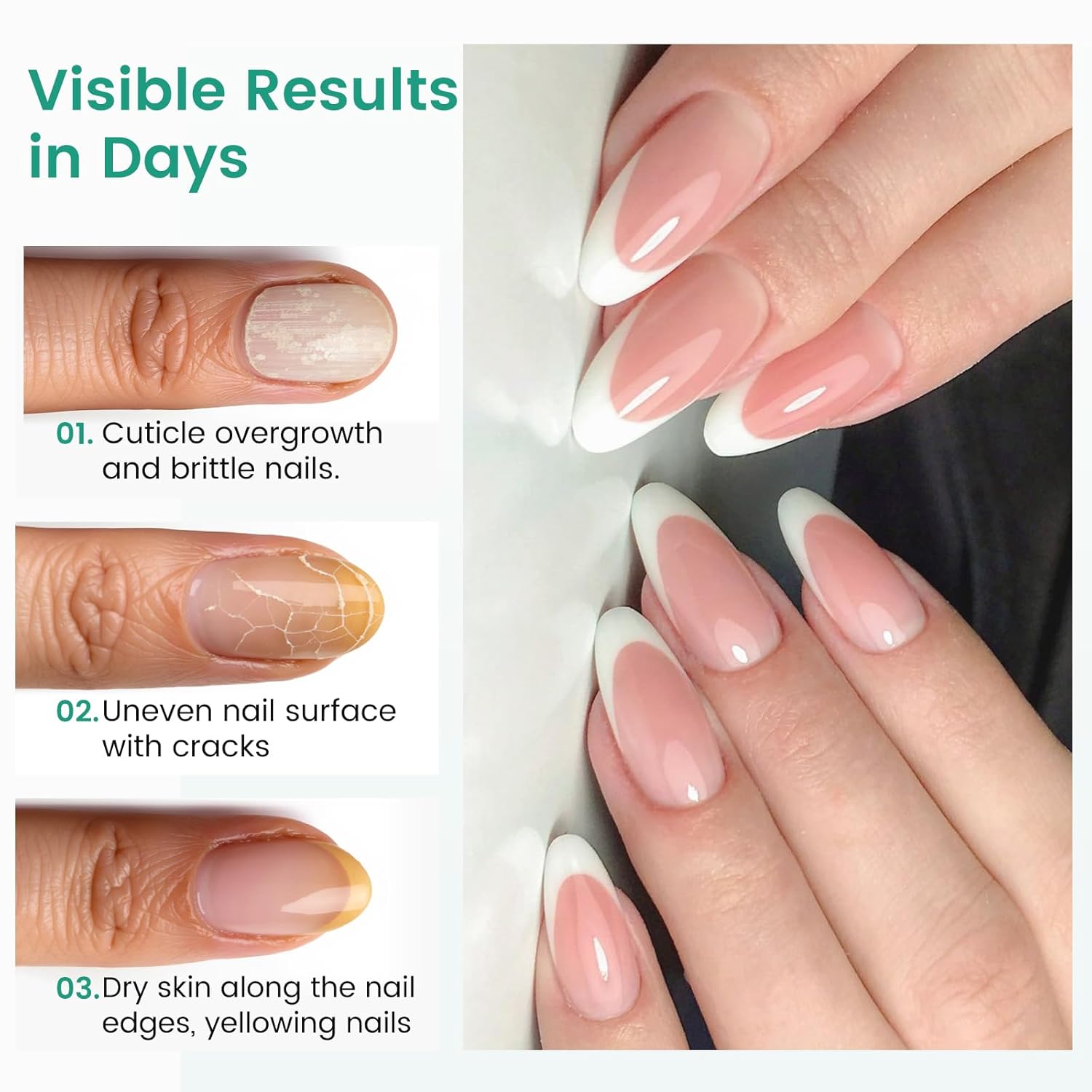 Ceramic Cuticle Oil Pusher Pen: 3-in-1 Nail Cuticle Buffer Pens for Hangnails, Dry & Damaged Nails, Moisturize Strengthen Brighten Nails Care