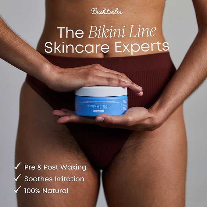 Bushbalm Ingrown Hair Exfoliating Scrub - Reduces Appearance of Ingrown Hairs and Underarm Bumps, Soothes Skin and Post Shave Redness - Nude, 236 ml