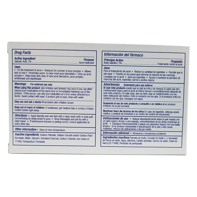 Asepxia Charcoal Cleansing Bar Soap. For Acne and Blackheads. Removes Impurities and Toxins. Helps Oily Skin. With Salycilic Acid. 4 Oz. Pack of 3