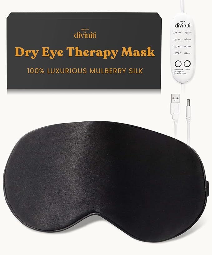 Heated Eye Mask for Dry Eye Relief - Stye Treatment, Warm Compress for Sinus, Electric Warming Patch With Moist Heat - Black