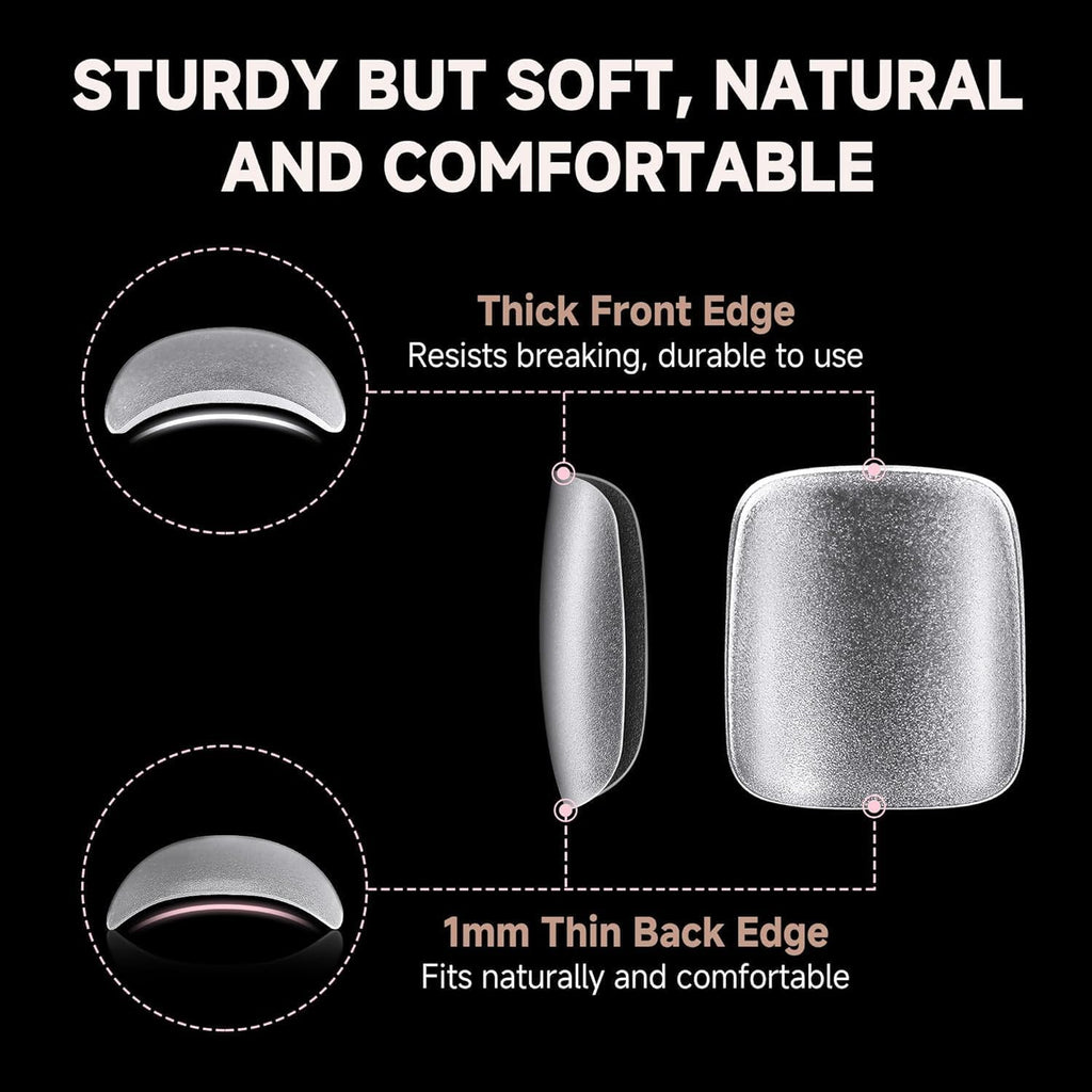 UNA GELLA Toe Nail Tips 504Pcs - Full Cover Matte Squavol Toe Nails Soft Gel Pre-file Gel Toe Nail Tips For Toe Nail Extensions Home DIY Nail Salon Soak Off 15 Sizes