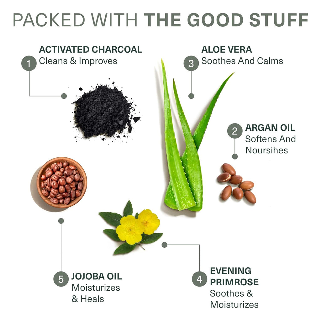 Botanic Tree Glycolic Acid Exfoliating Face Wash for Men - Facial Exfoliating Cleanser, Face Scrub - 10% Glycolic Acid with Activated Charcoal - 6 fl oz