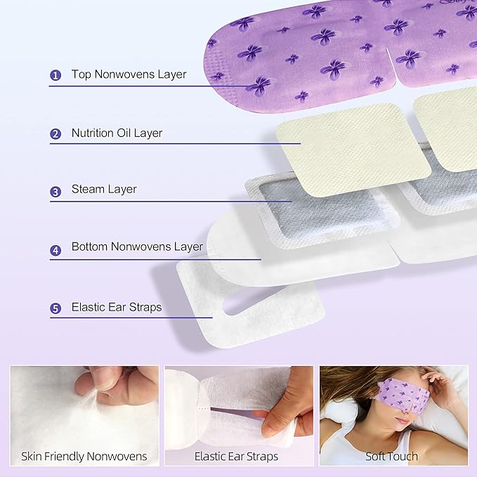 Serfeymi 22 Packs Steam Eye Mask-Disposable Cornea Care Rest Self Heating Eye Mask,Warm Eye Compresses for Dry Eyes,Sleep,Spa,Travel Essentials & Relaxation Gifts,Stocking Stuffers-Lavender