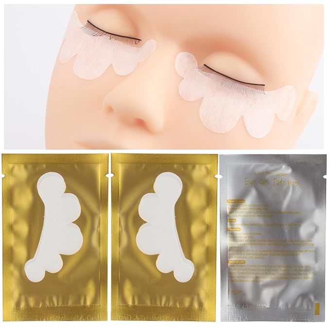 100 Pair Set Eye Gel Pads For Eyelash Extensions Lint Free Patches Beauty Tools (Gold)