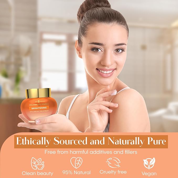 Collagen & Vitamin C Eye Cream - Hydrates, Reduces Puffiness & Dark Circles - Dermatologist Tested, Korean Skin Care for All Skin Types - 1.0 Fl. Oz