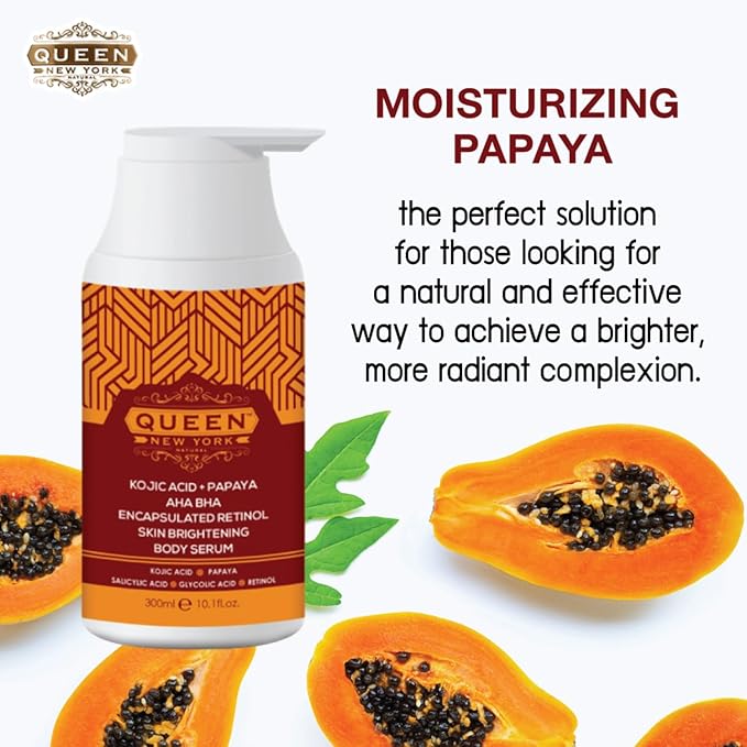QUEEN NATURAL NEW YORK QUEEN PAPAYA PLUS | Kojic Acid+Papaya AHA BHA Plus Multi-Bright Body Serum (Pack of 1)
