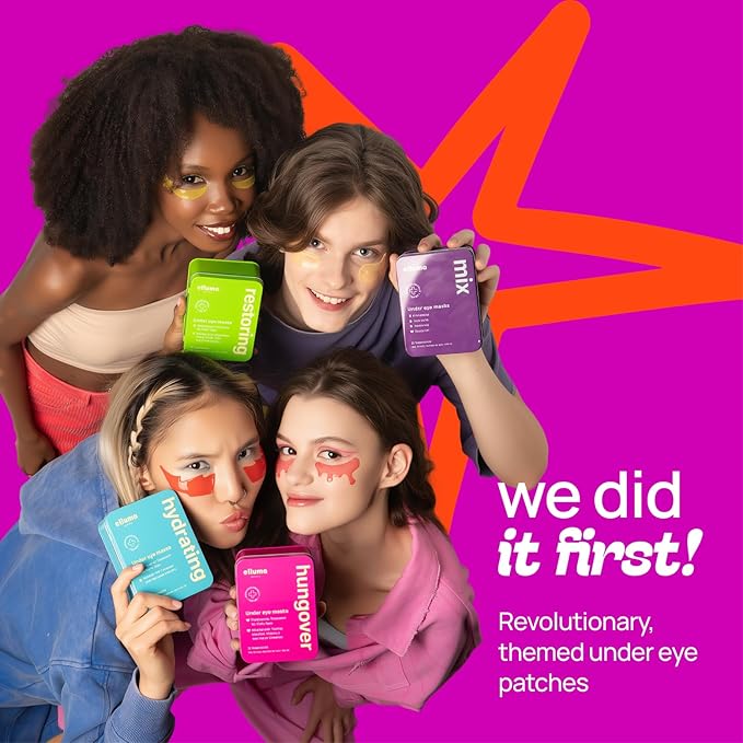 Under Eye Patches 12 Pairs of Themed Hydrogel Eye Gel Pads - For Puffy Eyes and Dark Circles, Under Eye Bags, Wrinkles - Mix Set | Energizing, Hydrating, Restoring, Hungover