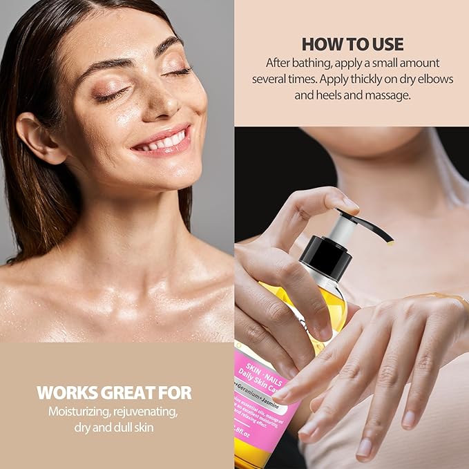 Rose Body Oil 8.8fl.oz and 8fl.oz Organic Cold Pressed Castor Oil