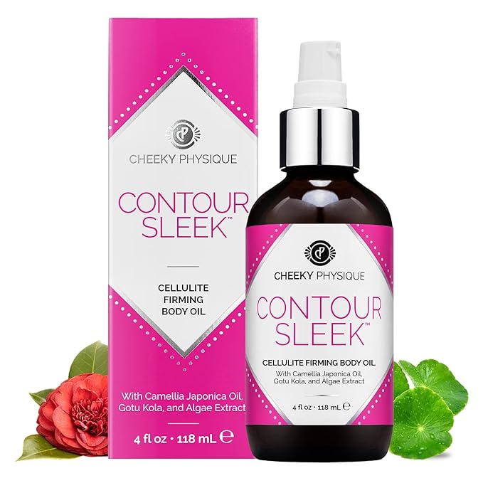 Contour Sleek Cellulite Smoothing Oil - Intensive Anti Cellulite Skin Tightening & Firming Body Oil with Gotu Kola - Natural Detox Oil for Cupping Massage or Lymphatic Drainage Treatment