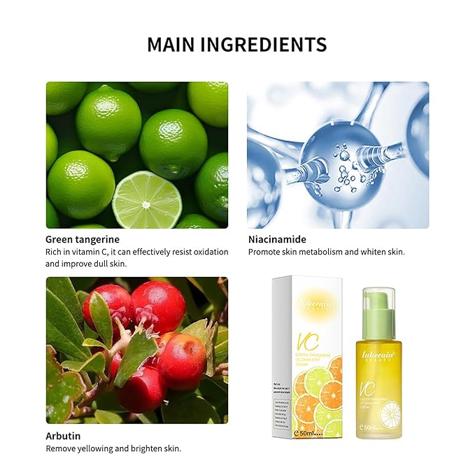 NICEFACE Green Tangerine Vitamin C Face Serum - Facial Serum with Vitamin C, Niacinamide & More - Brightening Serum for Dark Spots, Balancing Skin Tone, and Lightening Acne Marks (50ml), transparent