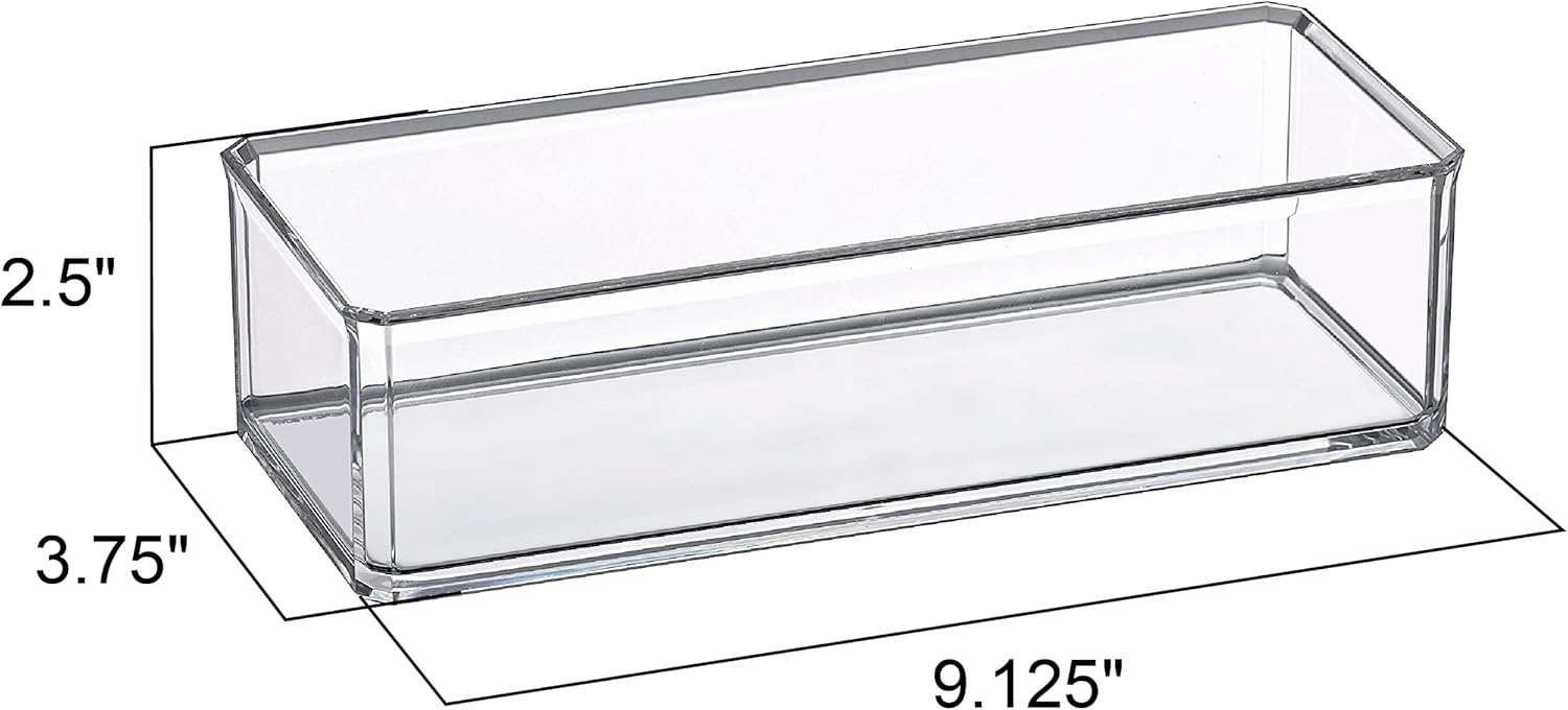 Amazing Abby - Glamour - 2-Pack Acrylic 1-Compartment Makeup Organizer, Transparent Plastic Lipstick Holder, Perfect Bathroom Vanity Storage Solution for Lipsticks, Nail Polishes, and More