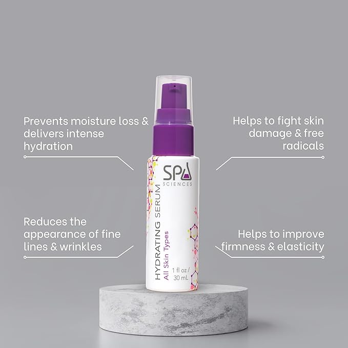 Spa Sciences - Hydrating Serum - Made in the USA - With Hyaluronic Acid, Ceramides, Plankton Extract - Moisturize, Replenish, Plump - Vegan - For All Skin Types - 1.1oz