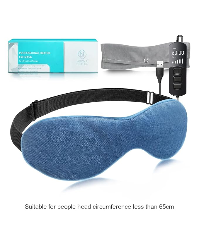 Aroma Season Heated Eye Mask for Dry Eyes, Warm Eye Compress with Flaxseed for MGD, Dry Eye Syndrome, FSA HSA Eligible, Chalazion Blepharitis Stye Eye Treatment, Steam Moist to Unclog Glands (Blue)