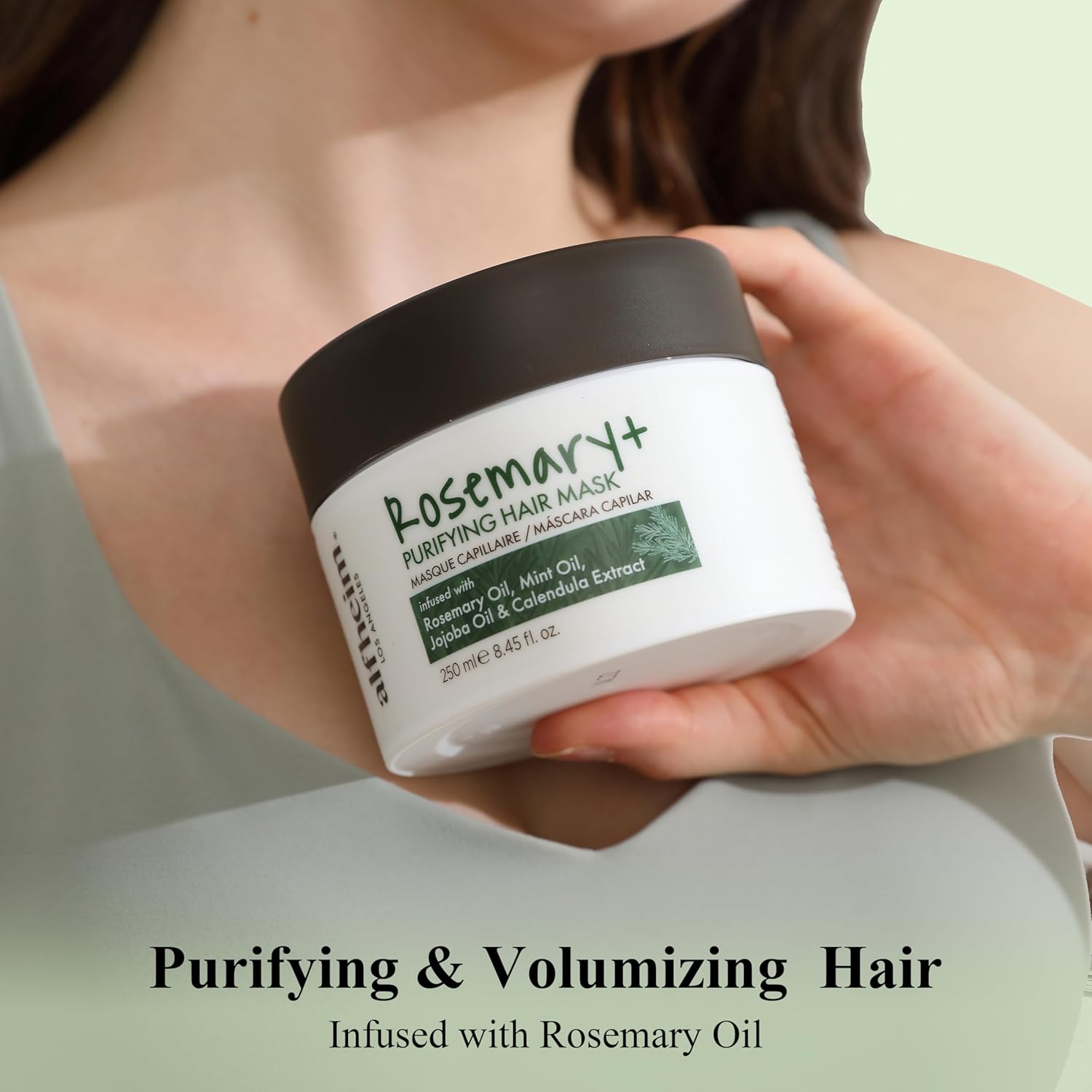 ALFHEIM Rosemary+ Purifying Hair Mask | Deep Moisturizing & Scalp Balancing Treatment | Infused with Rosemary, Peppermint Oil & Jojoba Oil | For Oily Hair, Dandruff & Weakened Strands | 8.45 oz
