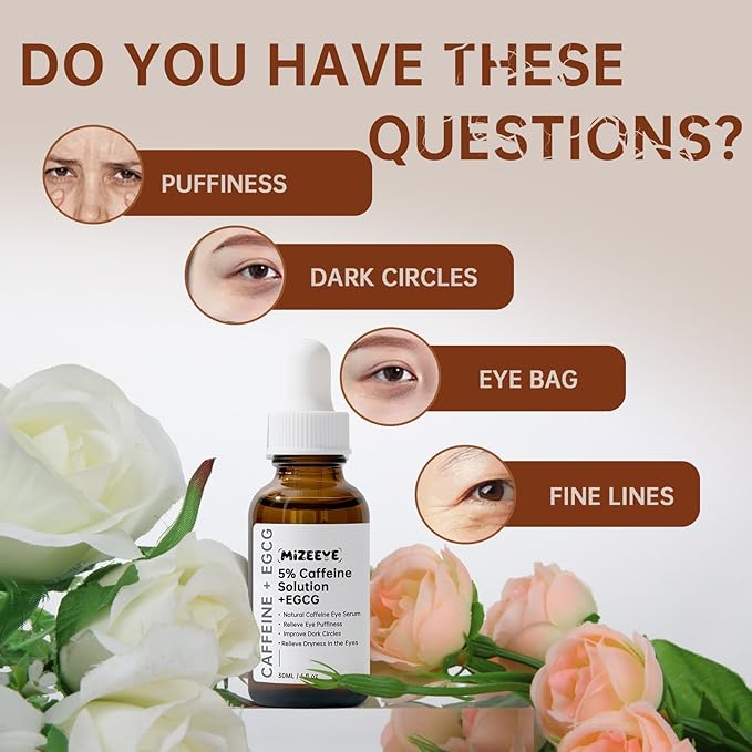 Caffeine Solution 5% + EGCG For Dark Circles & Puffiness, 30ML Anti Aging Under Eye Serum For Eye Bags, Fine Lines, Moisturizing Caffeine Solution.