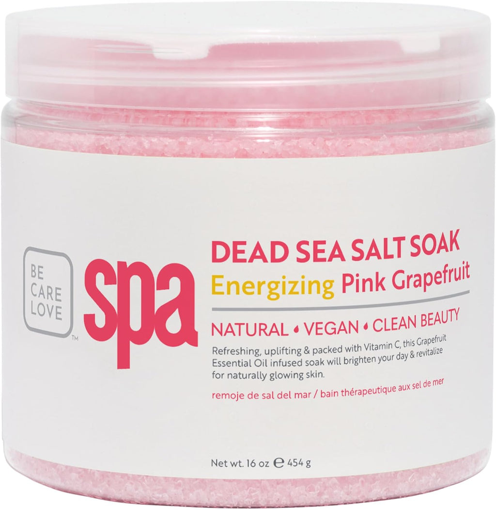Be Care Love Spa: BCL SPA Energizing Pink Grapefruit Dead Sea Salt Soak with Organic Pink Grapefruit and Organic Argan Oil Made In USA 16 oz