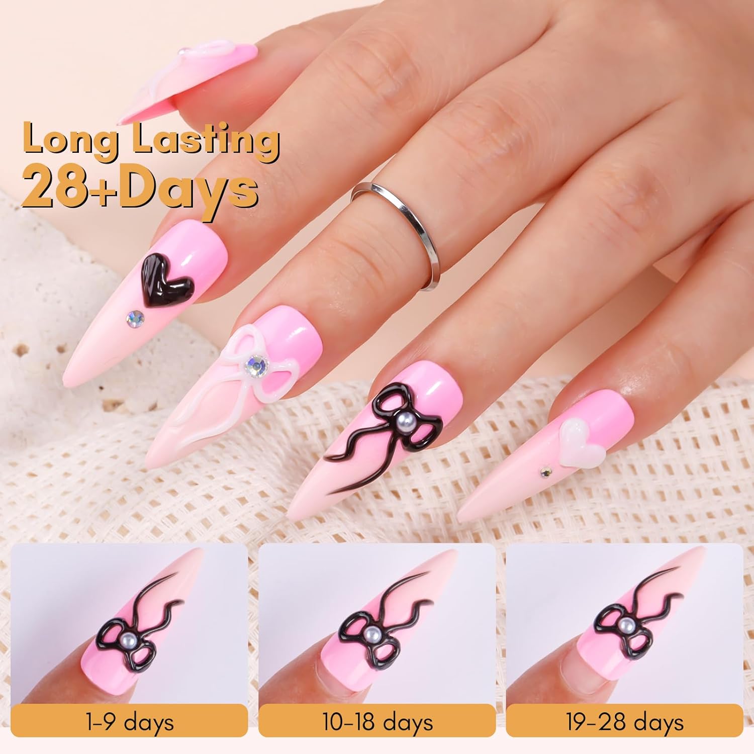 Makartt 3D Gel Nail Art: White and Black Sculpting Candy Molding Gel No Wipe Craving Embossed Gel Polish Set for Decoration Manicure Charm Designs (Whiteout Wonder & Noir)