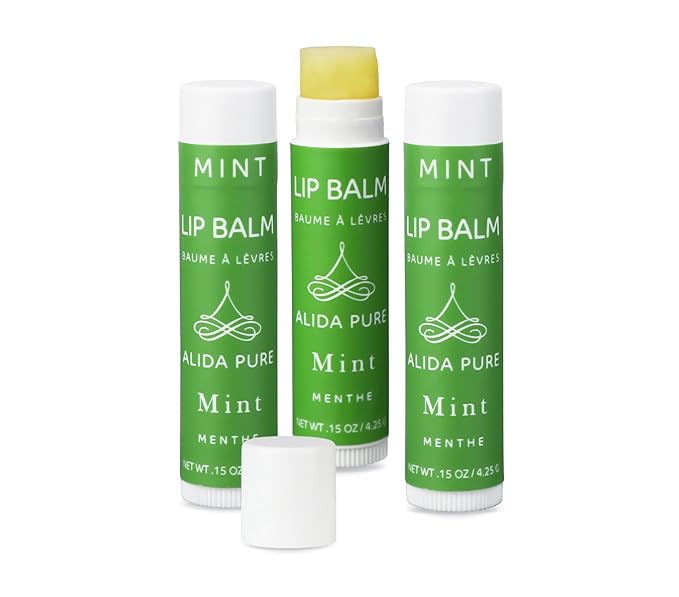 Mint Lip Balm Collection, Vegan Lip Balm Set, Beeswax Free, with Avocado Oil, Organic Jojoba Oil, and Vitamin E, Natural Moisturizer for Dry, Chapped Lips, 3 Tube Set