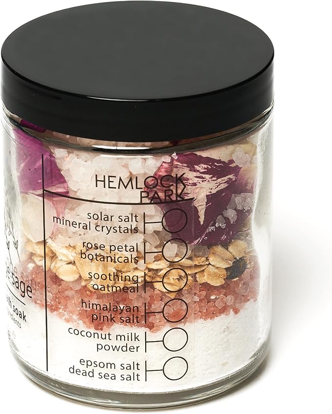 Hemlock Park Blood Orange Sage Coconut Milk Bath Soak | Organic Coconut Milk, Botanicals, Dead Sea, Epsom, and Himalayan Pink Mineral Salts | 9.5 oz Jar