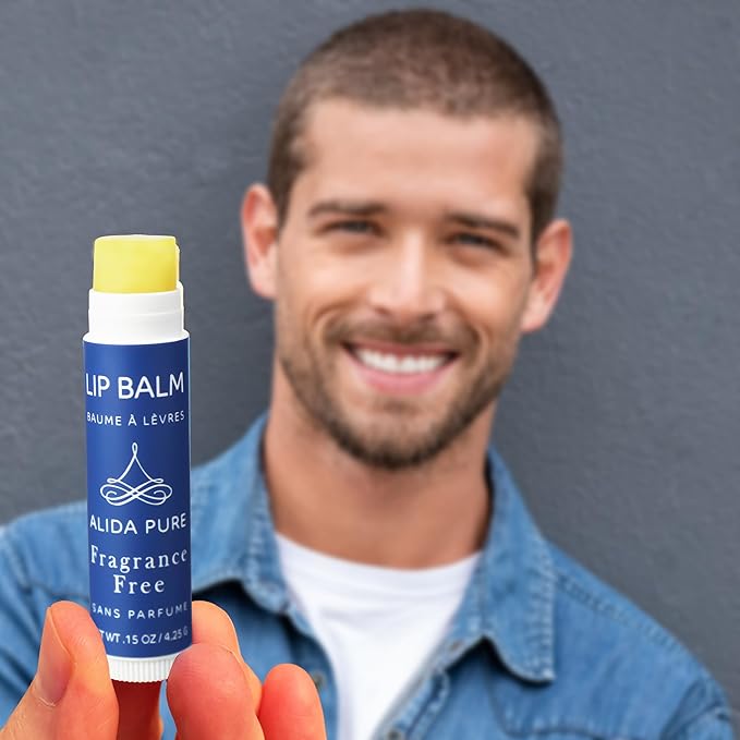 Fragrance Free Lip Balm, Vegan Lip Balm Set, Unscented, No Flavor, Beeswax Free, Organic Jojoba Oil, Avocado Oil, Vitamin E, Natural Moisturizer for Dry, Chapped, or Cracked Lips 5 Tube Set