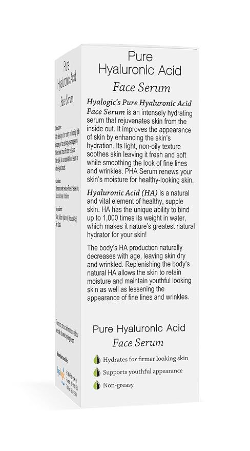 Hyalogic Pure Hyaluronic Acid Serum for Face - Hydrating, Non-Greasy, Fragrance-Free, 0.47 Ounce