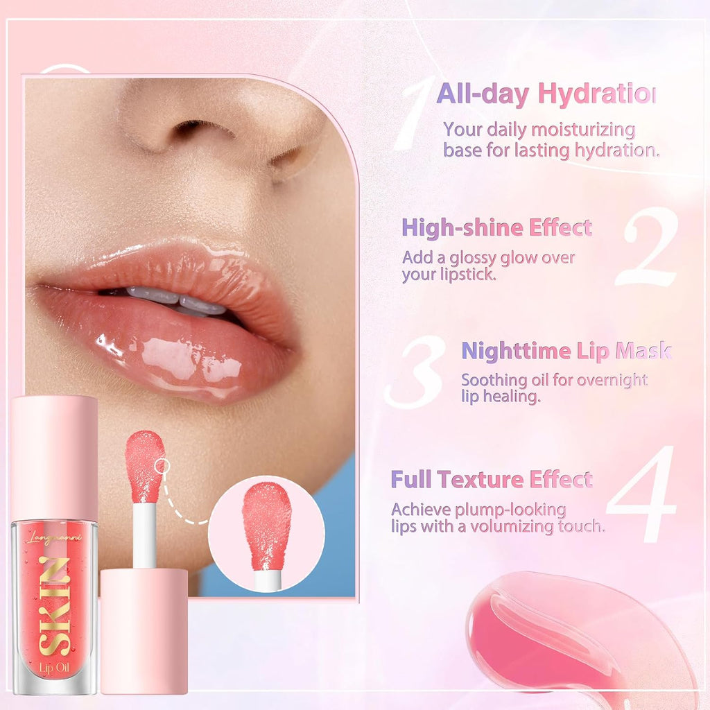 LANGMANNI Moisturizing Lip Oil,No-Sticky Lip Gloss Lip Balm Lip Care,Fruit Flavoured Lip Oil For Dry Lip's Moisturizing Hydrating And Nourishing ((Raspberry))