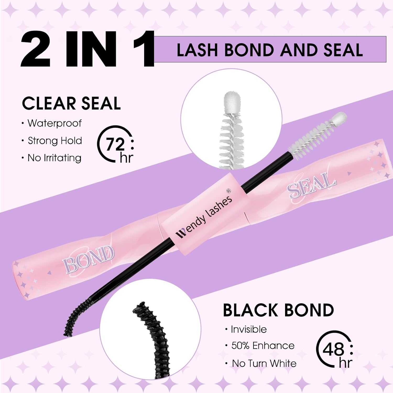 2 in 1 Lash Bond and Seal Kit for DIY Eyelash Extension,Waterproof,Black,Strong Hold Use at home（JS+FS）