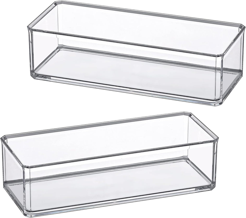 Amazing Abby - Glamour - 2-Pack Acrylic 1-Compartment Makeup Organizer, Transparent Plastic Lipstick Holder, Perfect Bathroom Vanity Storage Solution for Lipsticks, Nail Polishes, and More