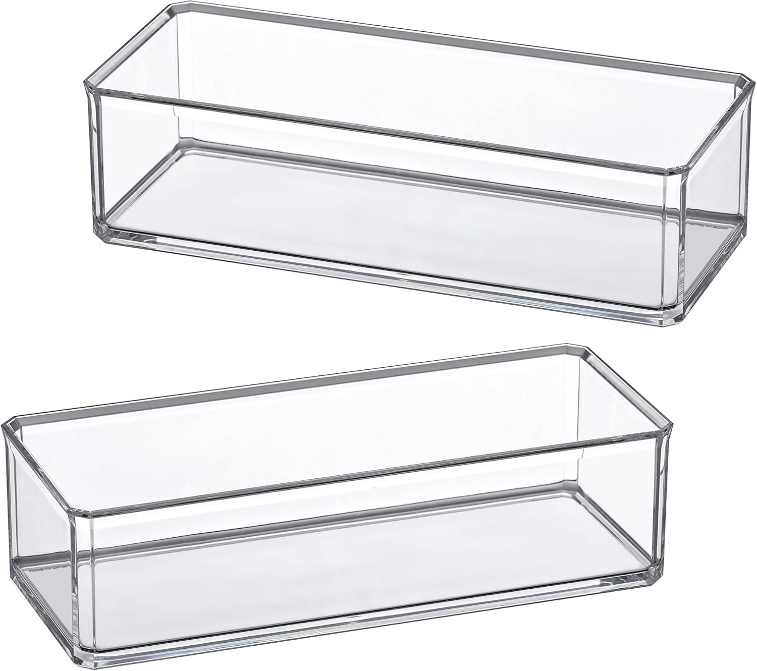 Amazing Abby - Glamour - 2-Pack Acrylic 1-Compartment Makeup Organizer, Transparent Plastic Lipstick Holder, Perfect Bathroom Vanity Storage Solution for Lipsticks, Nail Polishes, and More