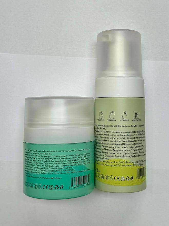 Moisturising Skincare Bundle- Foaming Facial Cleanser 100ml & Face Moisturiser 50ml (green, blue)